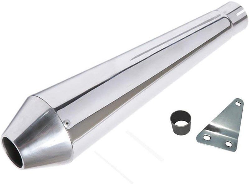 WORDZ Reversecone / Reverse Cone Glasswool Chrome Exhaust silencer Royal Enfield Continental GT Full Exhaust System(Mild Steel)