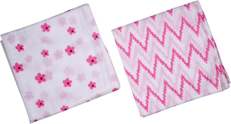 aariro Floral Single Swadding Baby Blanket(Cotton, Pink)