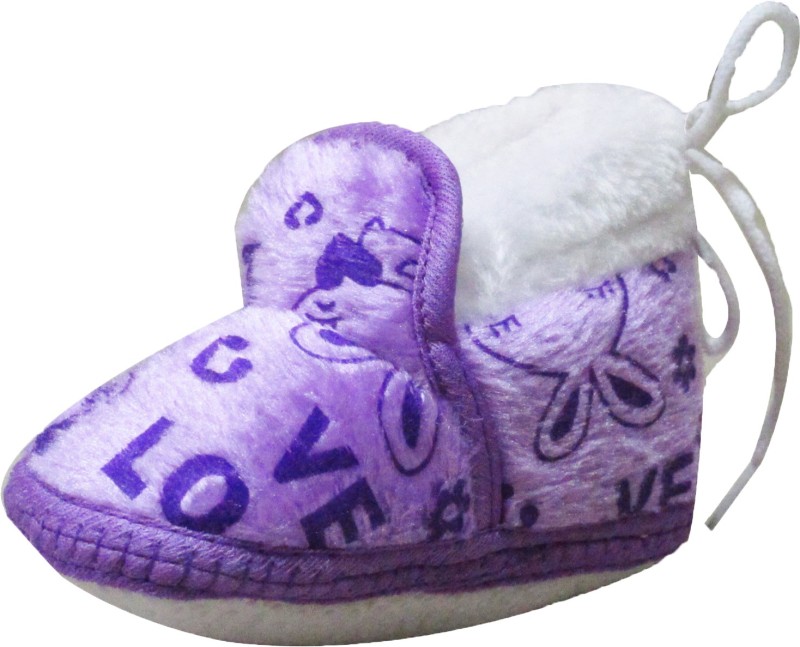VBaby Soft Fur  Booties Antiskid Baby Shoes Booties(Toe to Heel Length - 13 cm, Lilac Purple)