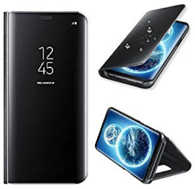 frigus Flip Cover for Clear View Electroplate Mirror Protective Leather Flip Cover for Samsung Galaxy S10 PLUS ( BLACK(BLACK)