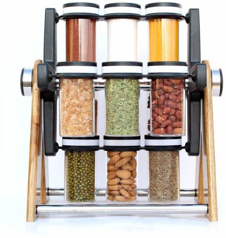 Buy Darkline 360 Degree Revolving Multipurpose Plastic Wooden Wheel Spice Rack 12 Jar 250 ml Wooden Spice Container for Kitchen Spice Containers for Storage Spice Rack Spice Container Masala 12 Piece