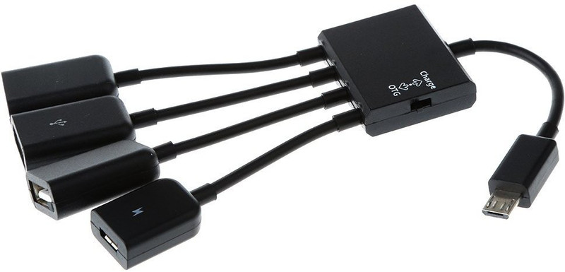 Pitambara Micro USB OTG HUB Adapter Charger Cable 4 Port Power Charging OTG Hub Cable Adapter OTG Cable OTG Cable(Compatible with Mobile, Laptop, Black, Sync and Charge Cable)