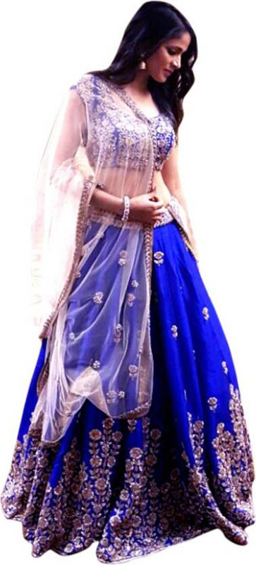 niklufashion Floral Print Semi Stitched Lehenga & Crop Top(Multicolor)