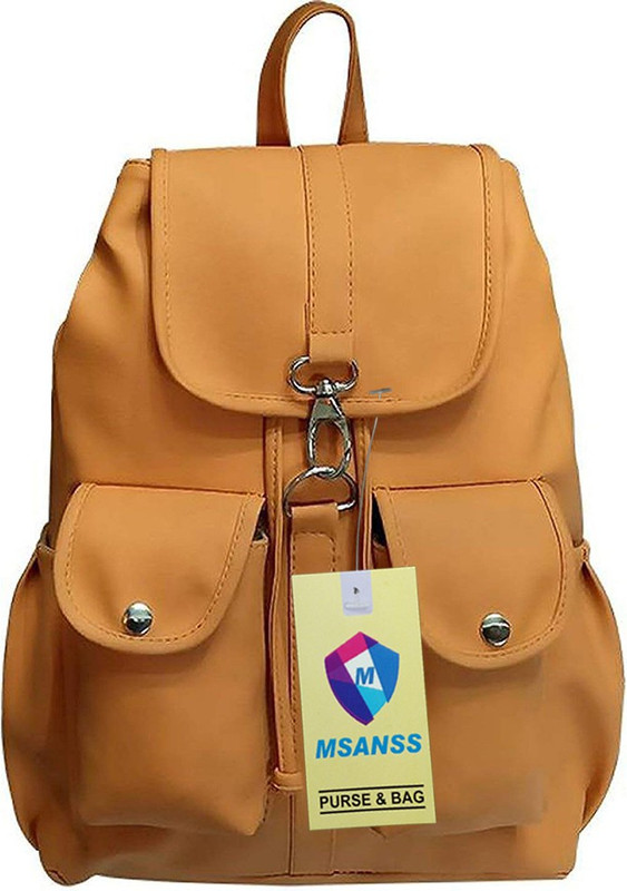 msanss Girls Backpack PU Leather 6 L Backpack(Tan)