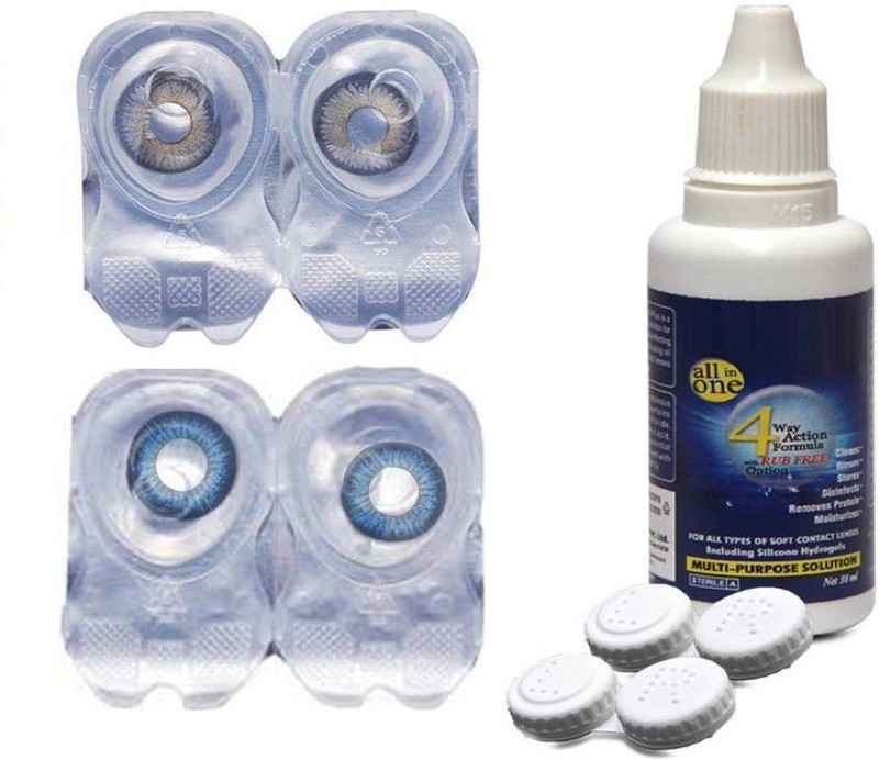 drr teleservices Monthly Contact Lens Zero Power (with Starter Kit) Monthly(0, Colored Contact Lenses, Pack of 2)