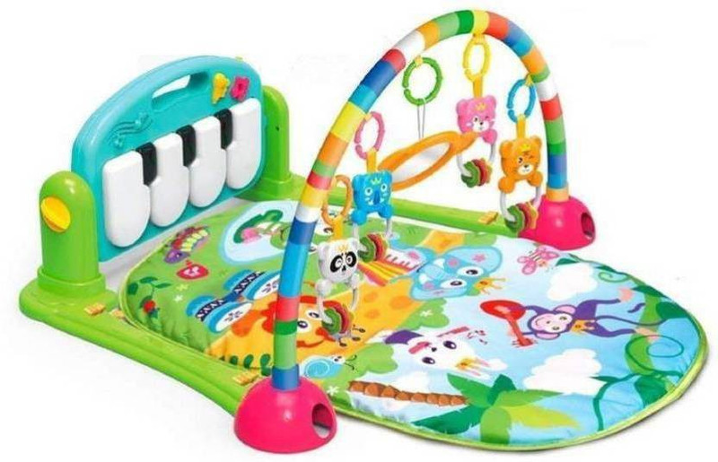 babybliss Kick and Play Newborn Toy with Baby- 5 in 1 Babyâ s Piano Gym Mat For newborn Kick and Play Multi-Function ( muliticolor )(Green)