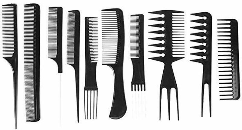 kushahu 10Pcs Black Pro Salon Hair Styling Hairdressing Plastic Barbers Brush Combs