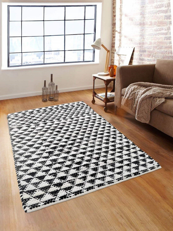 handmakers Cotton Prayer Mat(Black, White, Large)