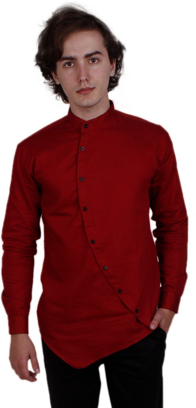 pearl ocean Men Solid Party Red Shirt