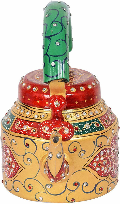crizon Hand Painted Figurine Aluminium Decorative Tea Kettle Pot 1 Liter Decorative Showpiece  -  12 cm(Aluminium)