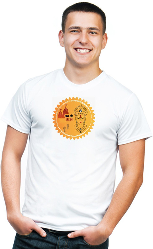 prabha Printed Men Round Neck White T-Shirt