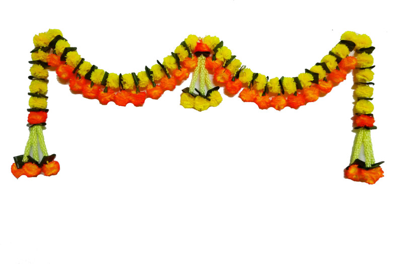 afarza marigold artificial toran garland for door hanging home decoration Toran(42x18 inch good quality of plastic n cloth)