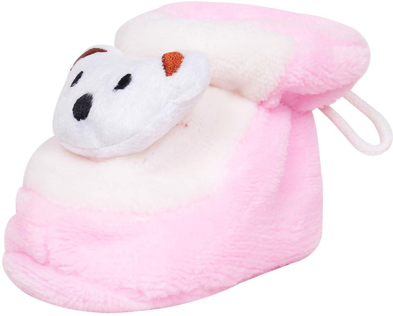 Ole Baby Cute Bhalu the bear Plush Soft Furry Organic 3d Ole Toons Booties 0-9 Months Booties(Toe to Heel Length - 9 cm, Fuscia)
