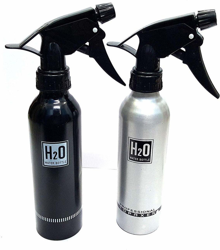 onlinestore22 H20 Air Water Spray Metal Bottle (Pack of 2) (Silver & Black Color) 200 ml Bottle(Pack of 2, Silver, Black)