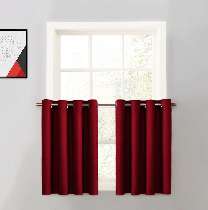 JUPON 121.92 cm (4 ft) Shower Silk Semi Transparent Curtain Single Curtain(Maroon, Solid)