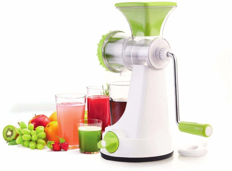 dbsfive Fruit & Vegetable Manual Juicer with Steel Handle and Glass, Vacuum Locking System(milticoclour) Plastic Hand Juicer(Multicolor)