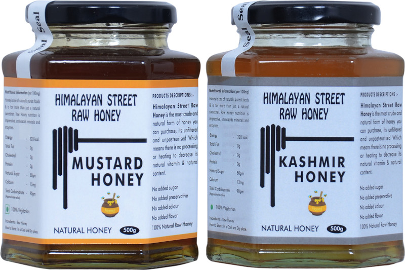 himalayan street raw honey RAW ACACIA KASHMIR & RAW MUSTARD HONEY 500 G(500 g, Pack of 2)