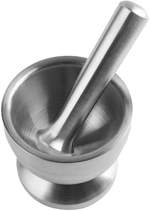 moradiya fresh Stainless Steel Hand Masher Bowl,Kitchen Spice Grinder Mortar and Pestle Set Steel Masher(Pack of 1)