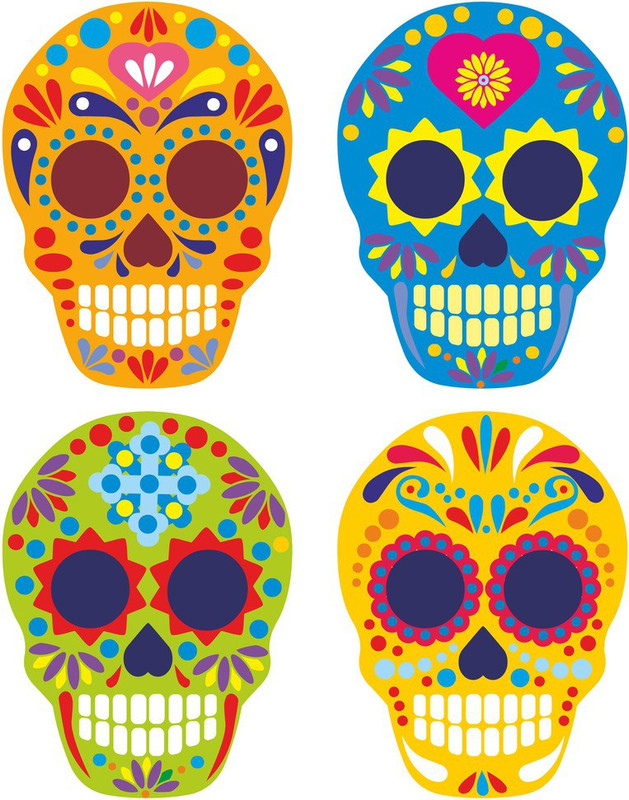 Buy 4 colored skull Wall StickerMotivational Funky s for Life