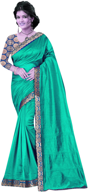 khoosanta Solid Fashion Silk Saree(Green)