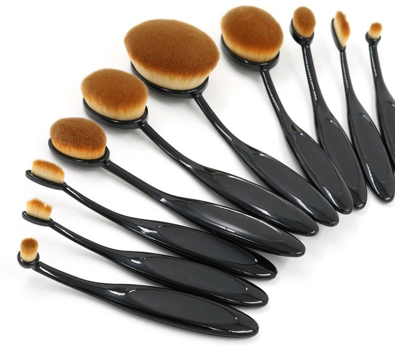 spirea collection Professional Set of 10 Oval Makeup Brushes and sponge set of 4(Pack of 14)