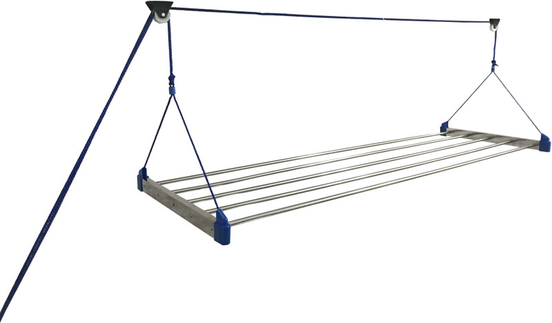Buy Topaz Stainless Steel 6 Feet 5 Pipe Cloth Drying Laundry Hanger Stand Rack With Pulley Stainless Steel Ceiling Cloth Dryer Stand Silver Blue Online at desertcartUAE