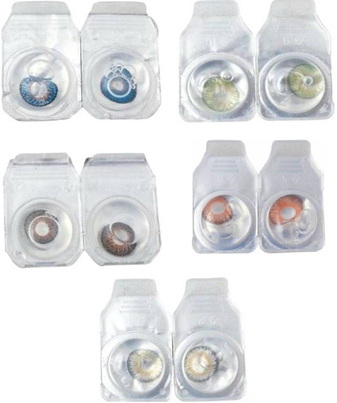 drr teleservices 5 ka Combo offer Zero power monthly lens, Dark Blue, Green, Hazel, Tarusie, Brown Monthly(0, Colored Contact Lenses, Pack of 5)