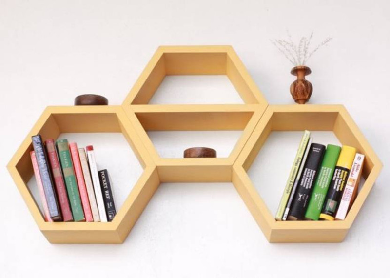 star crafts art hangza corner wall shelf MDF (Medium Density Fiber) Wall Shelf(Number of Shelves - 3, Gold)