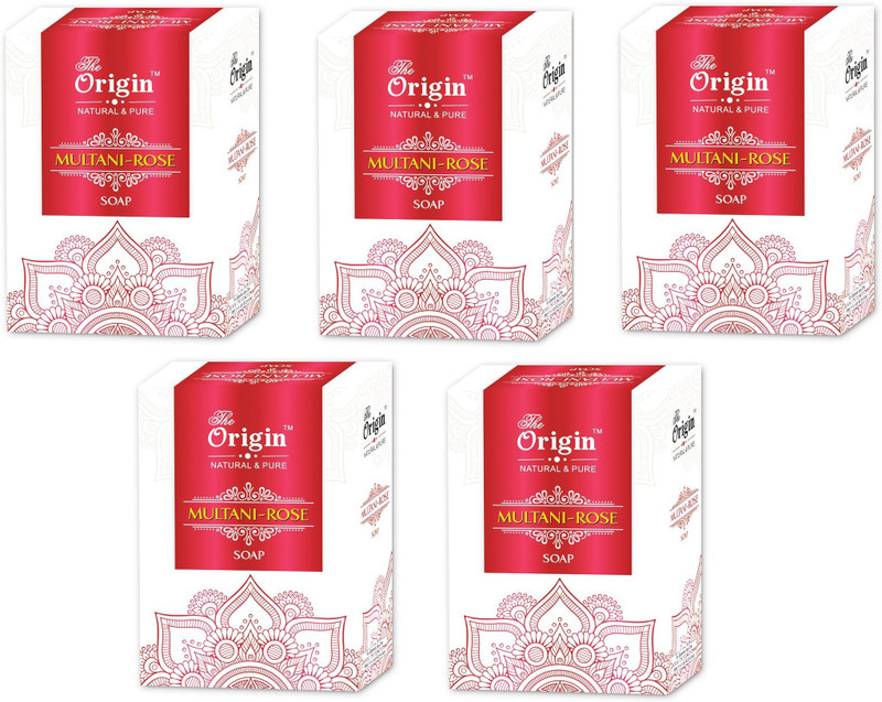 the origin Multani Mitty Soap With Rose 100% pure & Natural soaps(5 x 75 g)