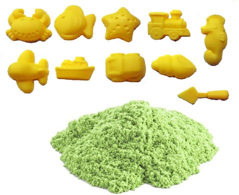 puffy Green Magic Kinetic Sand With Playing Moulds