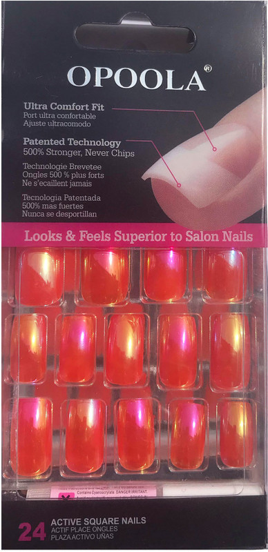 opoola 24 Active Square Nails with Glue Stick deep orange(Pack of 24)
