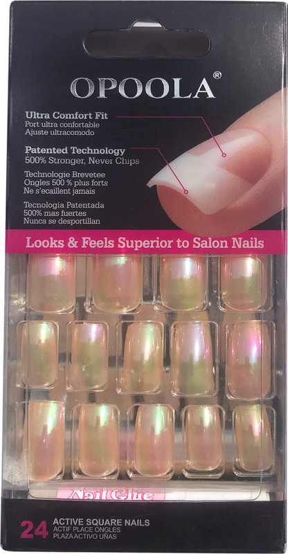 opoola 24 Active Square Nails with Glue Stick multicolor(Pack of 1)