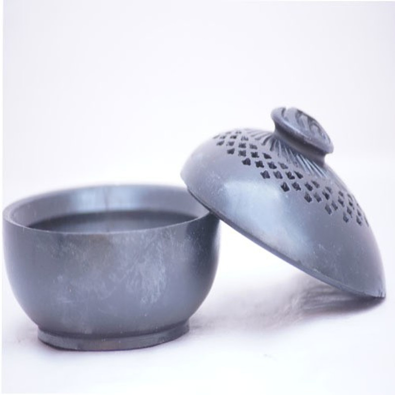 claishstone Marble Tealight Holder(Black, Pack of 2)