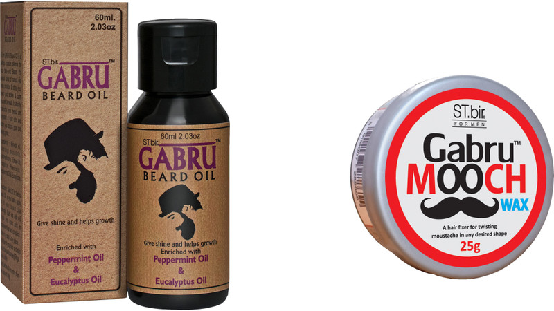 ST.bir Gabru Beard Oil and Gabru Mooch Wax 25 gm - combo(2 Items in the set)
