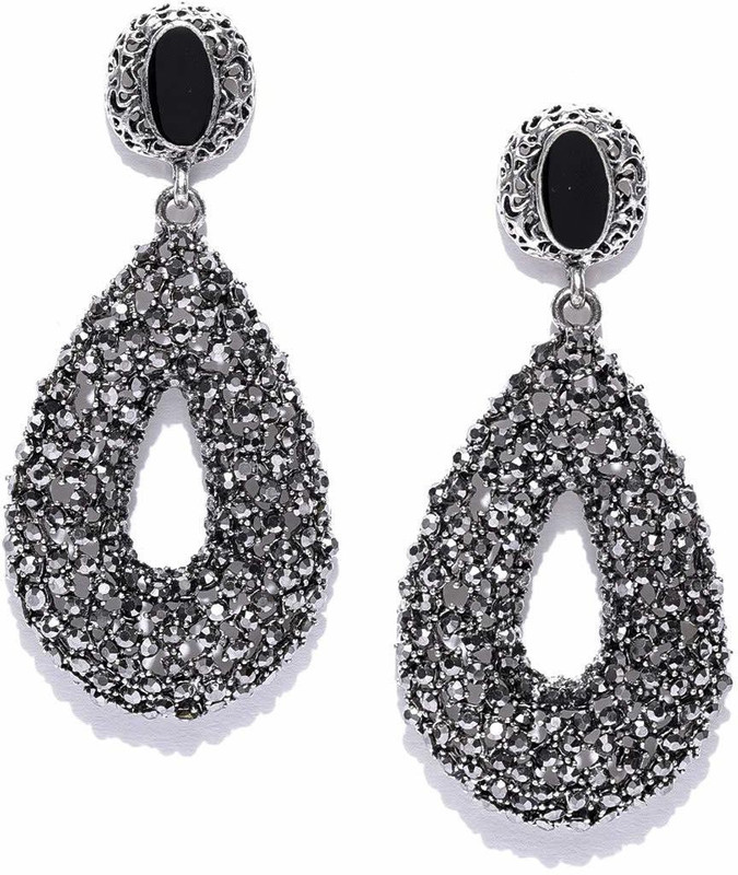felcon Teardrop Shaped Stylish Earrings For Women/Girls Metal Stud Earring