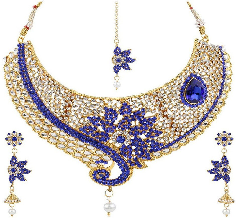 jewel farm Brass Jewel Set(Blue, White)