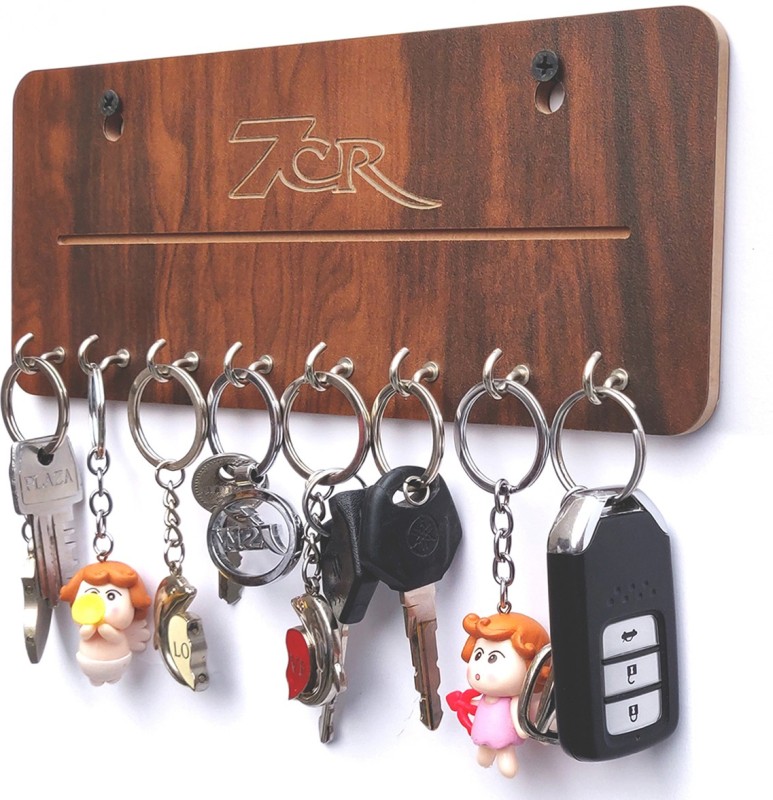 7CR Key holder-FL (WB) Wood Key Holder(8 Hooks, Brown)