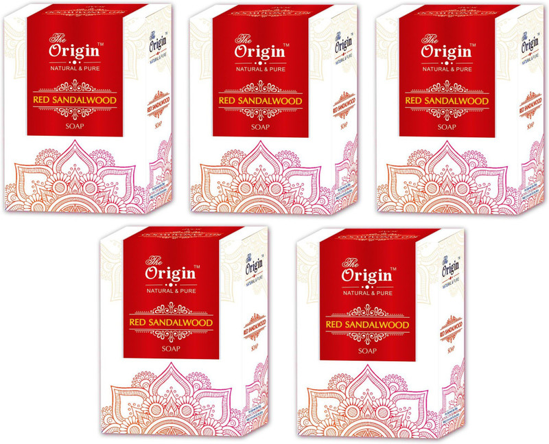 the origin Red Sandal Soaps 100% Pure & Natural Soaps(5 x 75 g)