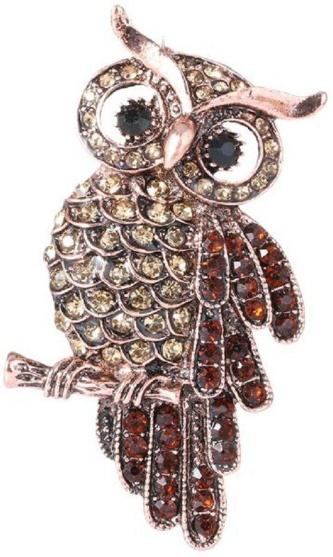 krfat trendz New Fashion Owl Crystal Brooches Pin Vintage Women-Men Jewelry Brooch(Gold)
