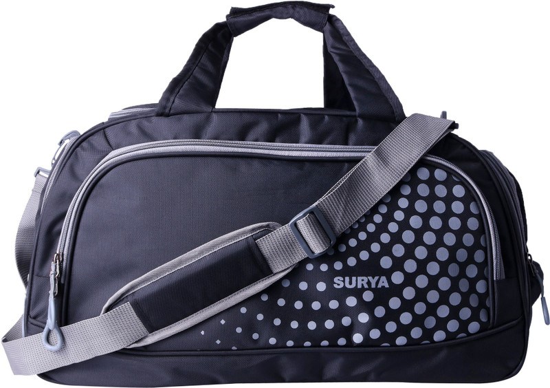 surya bags industries Surya Polyester 40 L Black Travel Duffle Bag with Shoe Compartment Travel Duffel Bag(Black)