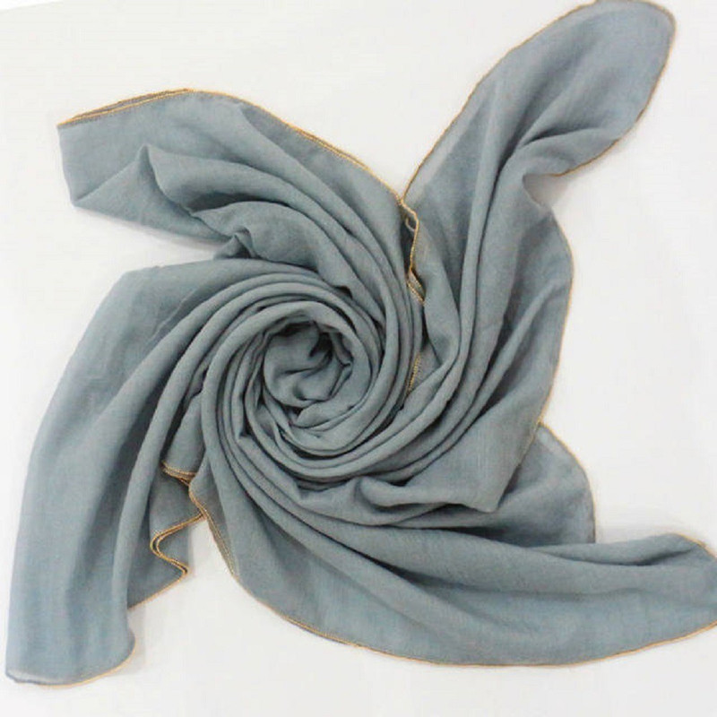 veilsofheaven Solid All Side Beads Cotton Viscose Women Scarf, Fancy Scarf