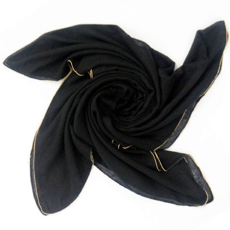 veilsofheaven Solid All Side Beads Cotton Viscose Women Scarf, Fancy Scarf