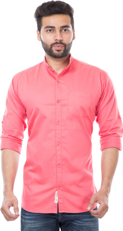 moudlin Men Solid Casual Pink Shirt