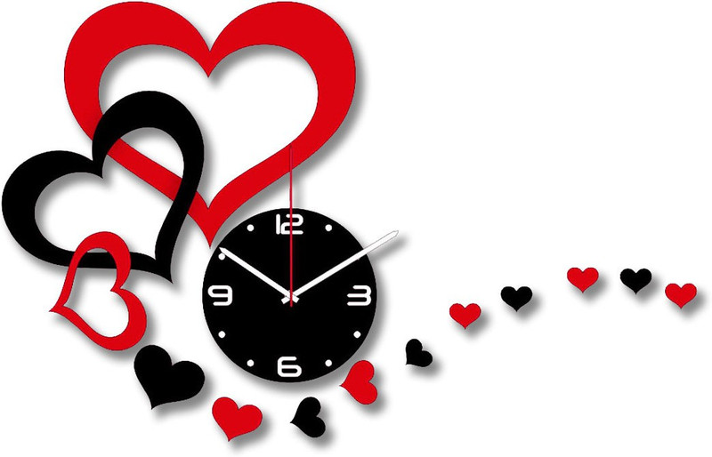 wall clock Analog 91 cm X 61 cm Wall Clock(Black, Red, Without Glass)