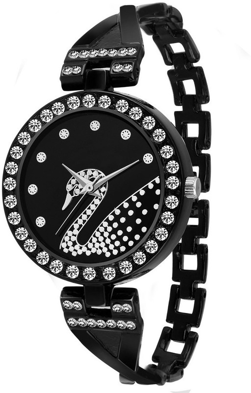 hensicreation  Analogue Designer Black Peacock Diamond Watch Analog Watch  - For Women