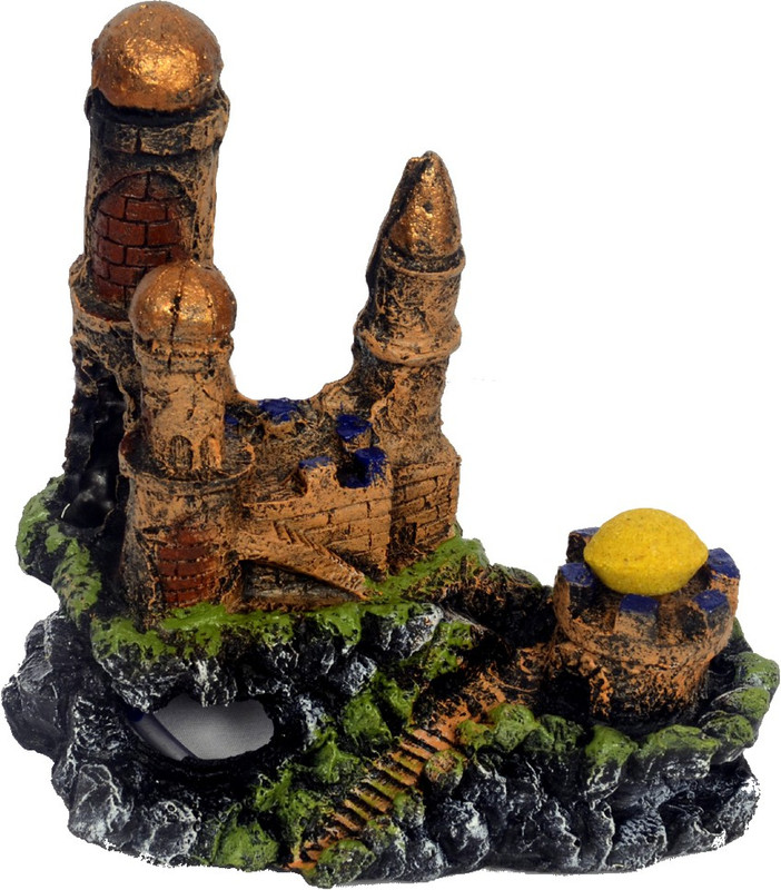 aquapetzworld Aquarium Ornaments Resin Big Castle Aquarium Supplies for Theme Decorations Fish Tank Aquatic Plants Accessories with airstone pump Laterite Unplanted Substrate(Brown)