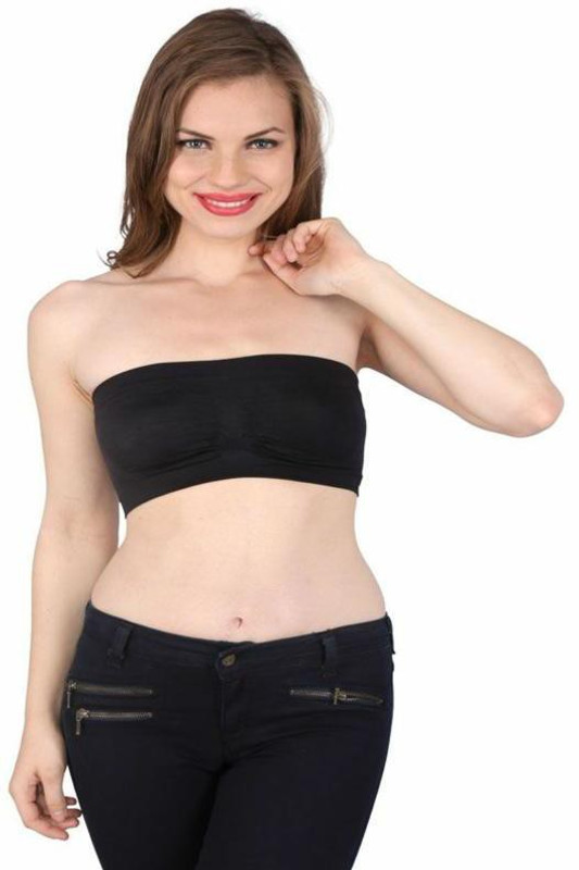 kr fashion Women, Girls Tube Non Padded Bra(Dark Blue)