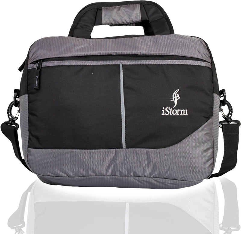 Istorm Portfolio II Black & Grey laptop Side handle bag Medium Briefcase - For Men & Women(Black, Grey)