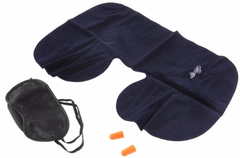 DJ FINDER 3 In 1 Combo Travel Kit - Ear Plugs, Neck Pillow & Eye Shade (Multicolor) Neck Pillow(Navy Blue)
