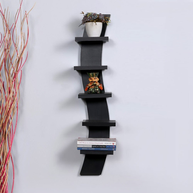 star crafts art backbone shelf MDF (Medium Density Fiber) Wall Shelf(Number of Shelves - 5, Black)